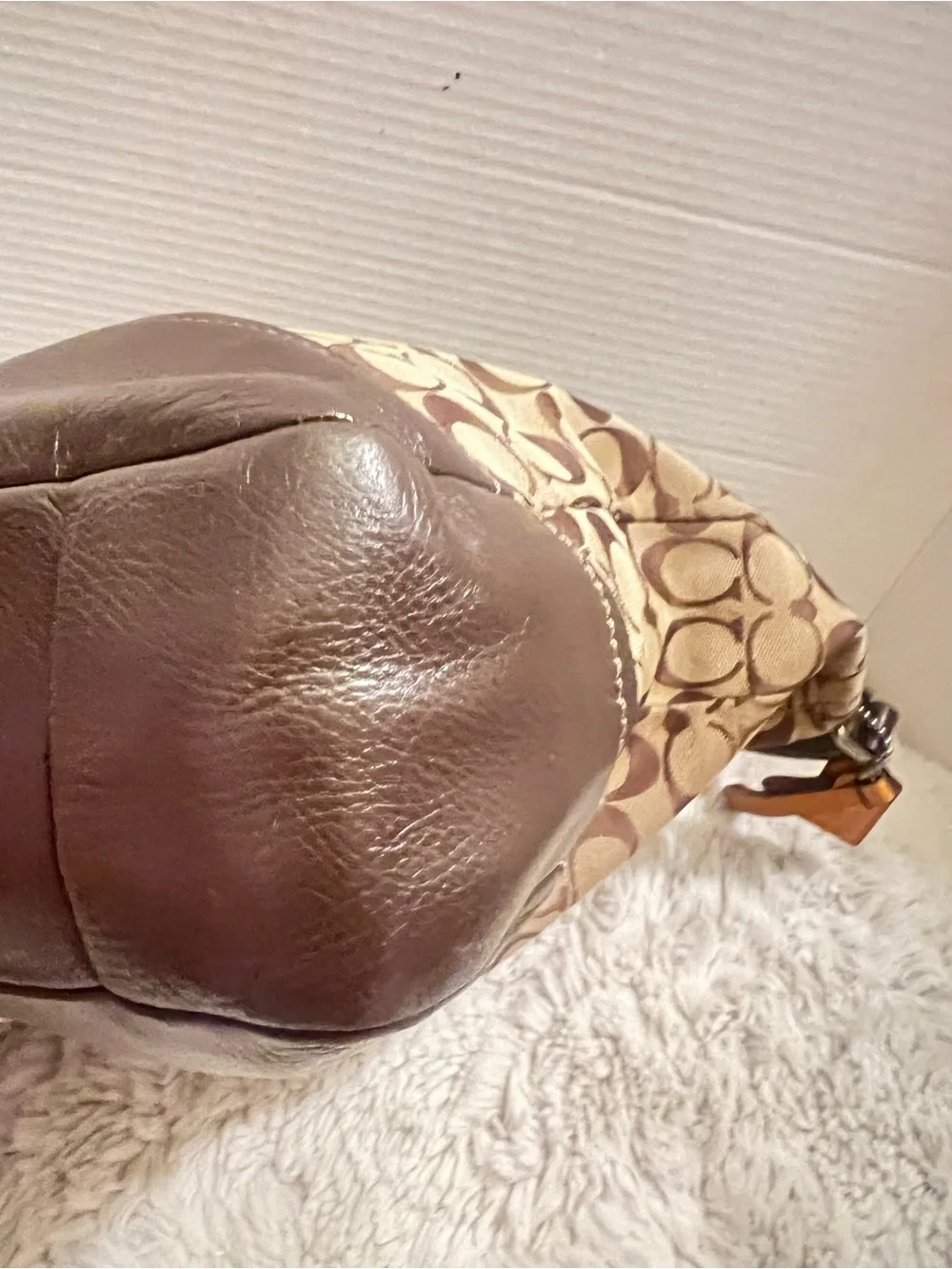 Coach Park Monogrammed Signature Canvas Hobo in Khaki and Brown with Orange Tag - Picture 8 of 14